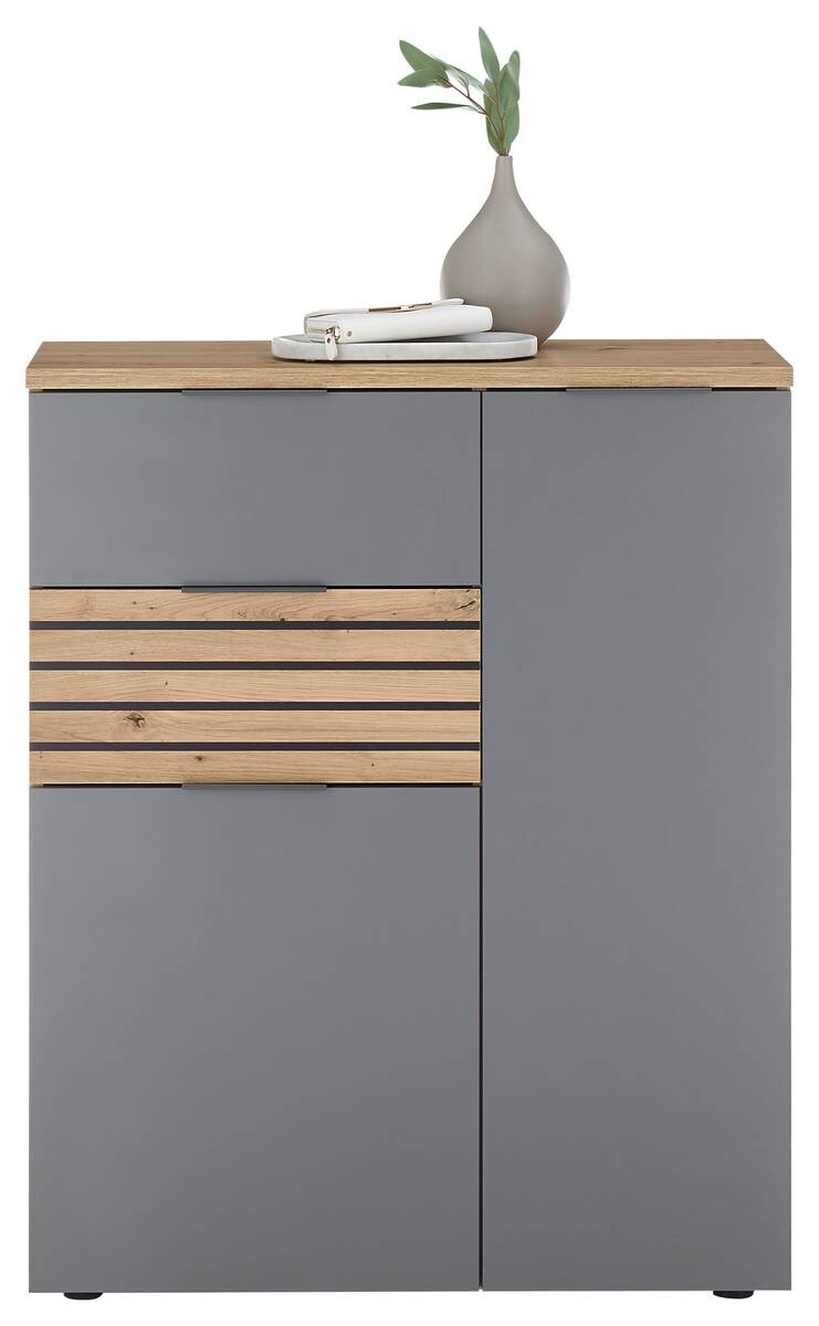 Schuhkommode Milan Eiche Artisan Nachbildung grau B/H/T: ca. 85x15x38 cm