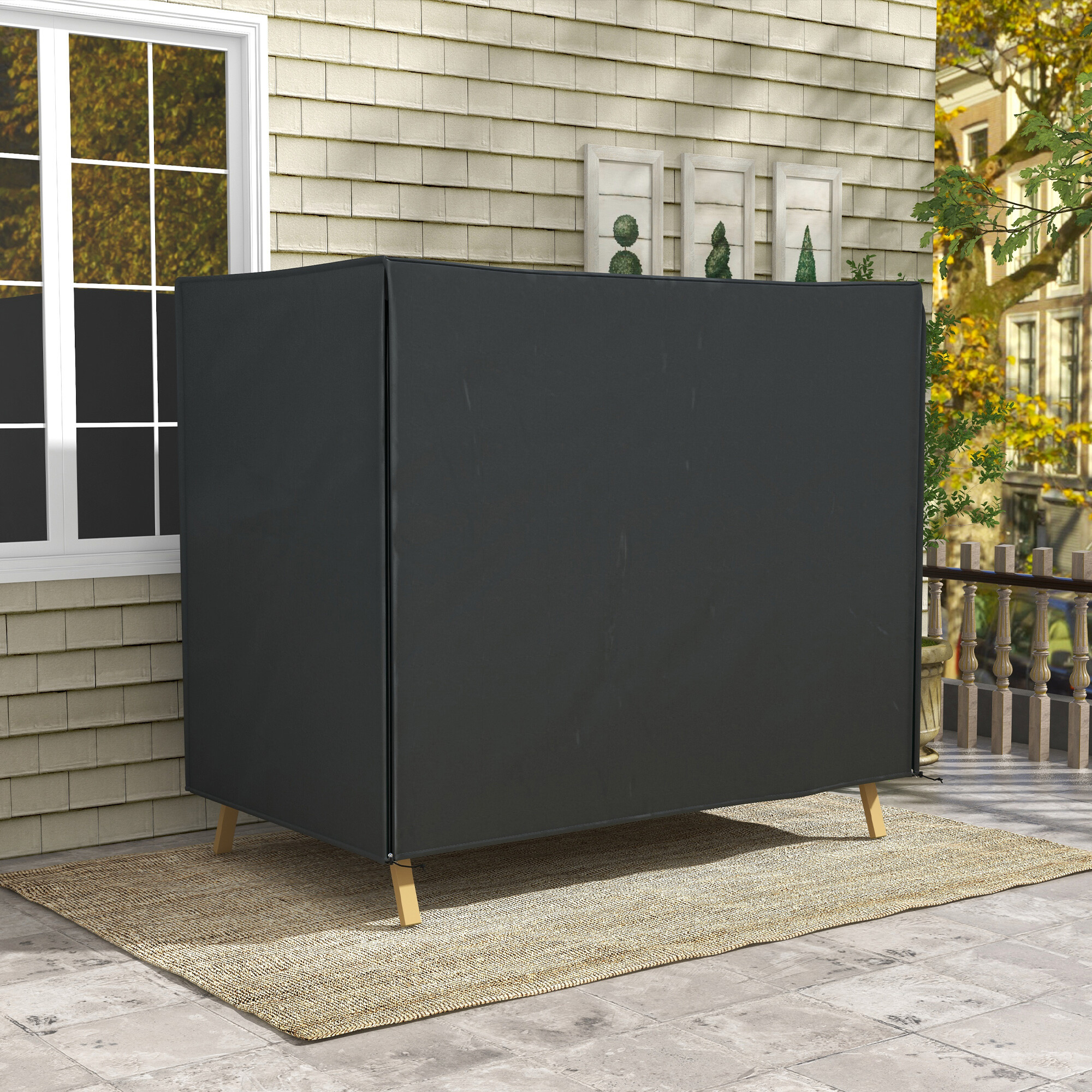 Outsunny Hollywoodschaukel-Abdeckung schwarz Polyester-Mischgewebe B/H/L: ca. 125x172x220 cm