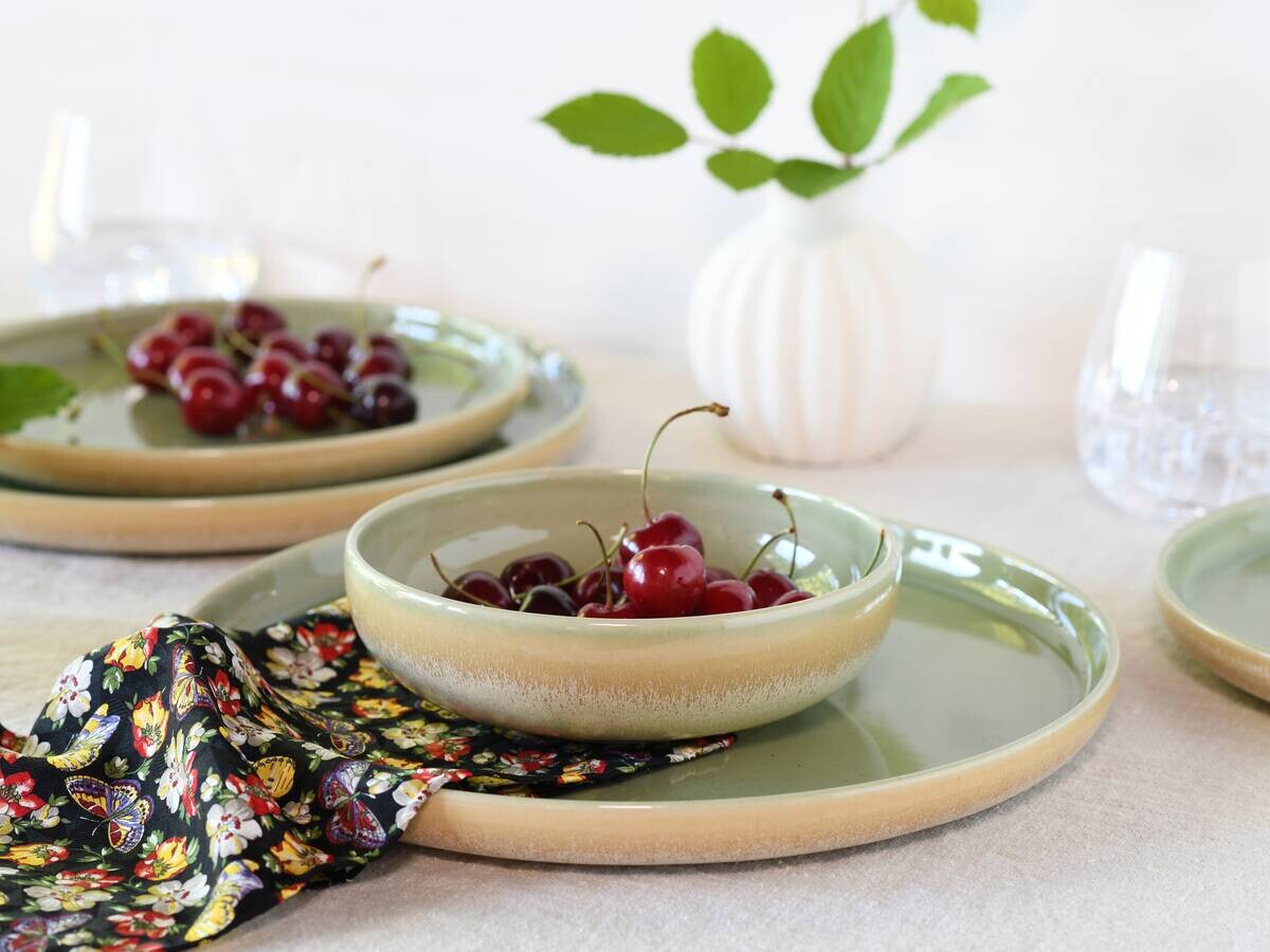 CreaTable Teller-Set Uno Romana grün Steinzeug