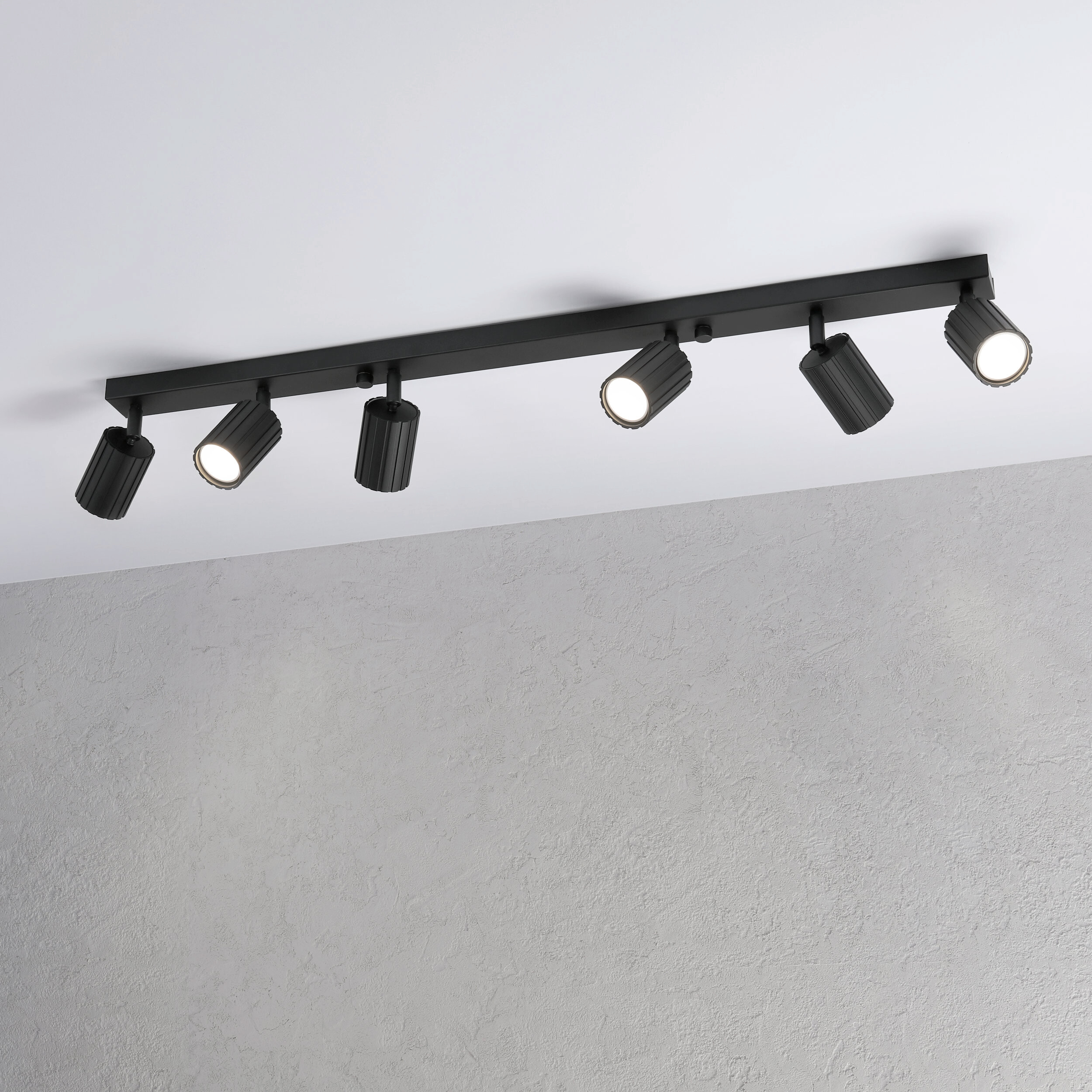 Lamkur Strahler Prisma schwarz Stahl B/H/L: ca. 6,5x16,5x117 cm 6 Brennstellen