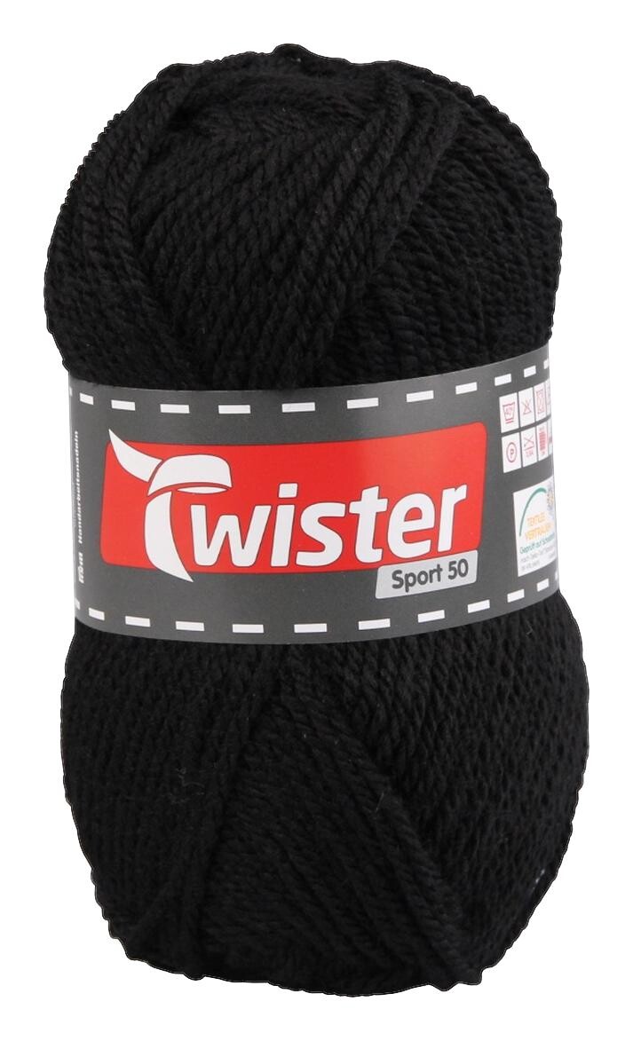 Twister Handstrickgarn Twister Sport uni schwarz L: ca. 15000 cm
