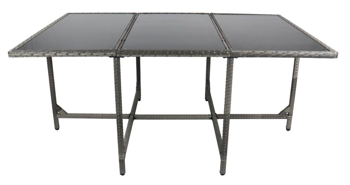 VCM Gartentisch Raloso grau Rattan B/H/L: ca. 170x74x110 cm