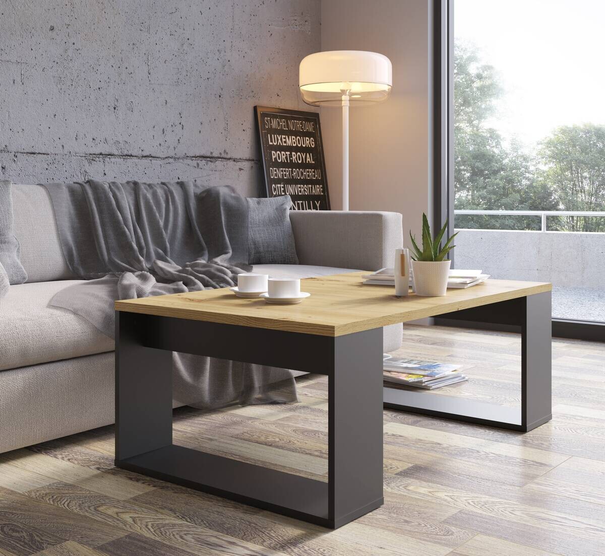 Couchtisch Zentaro Eiche Artisan Spanplatte B/H/T: ca. 110x41x67 cm