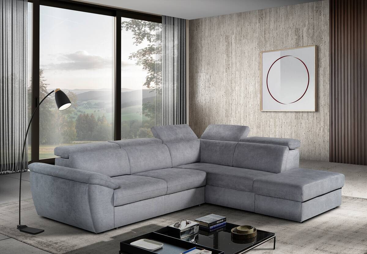 Ecksofa mit Bettfunktion und Bettkasten titanfarbig Ecksofa mit Bettfunktion und Bettkasten titanfarbig