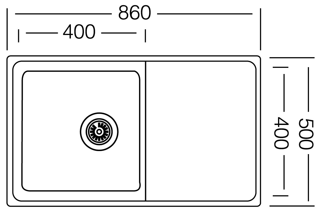 Respekta Einbauspüle Chicago 86 x 50 Edelstahl B/H/T: ca. 86x19x50 cm