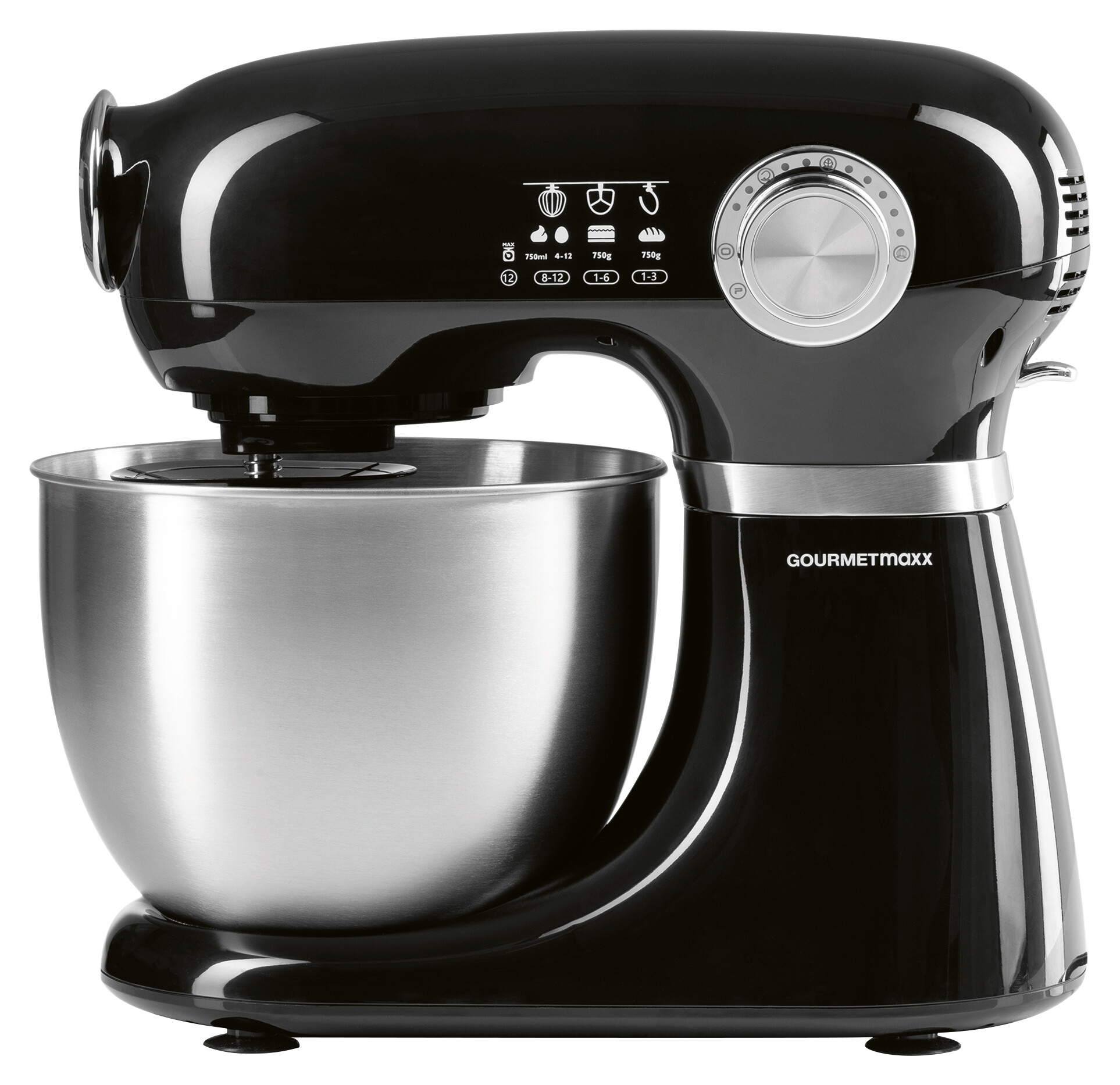 GOURMETmaxx Küchenmaschine schwarz Edelstahl B/H/L: ca. 26x38x41 cm