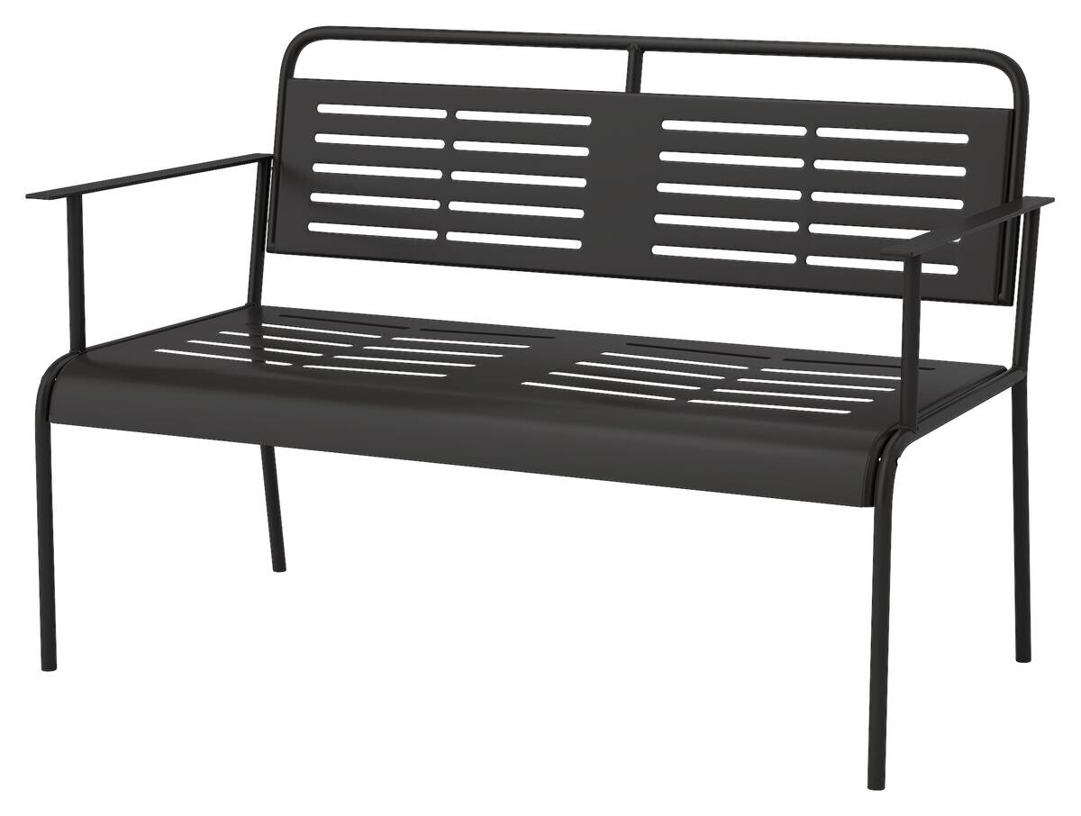 Outsunny Gartenbank schwarz Stahl B/H/L: ca. 64x84x121 cm