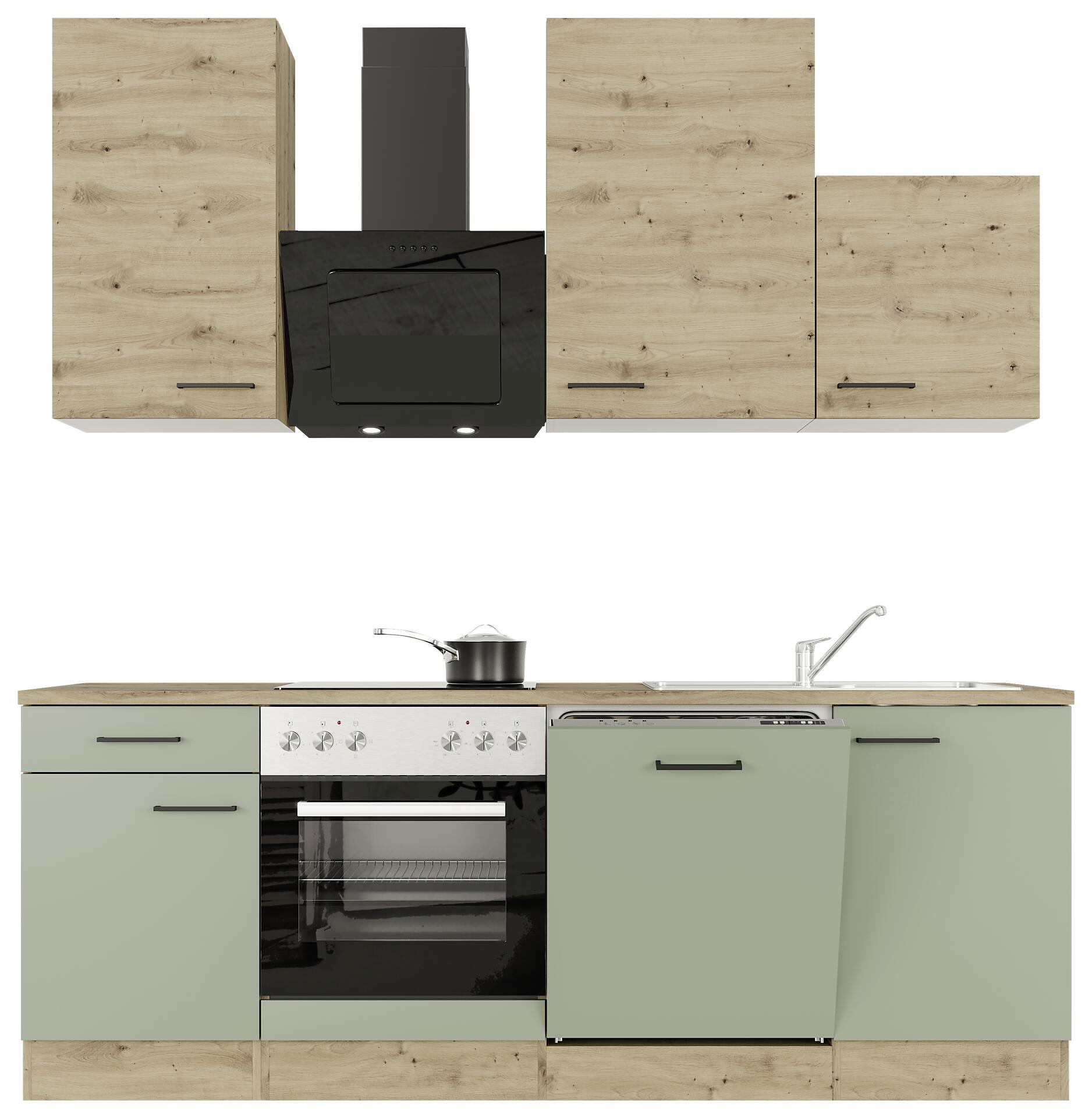 Küchenblock Cara grün matt B/H/T: ca. 220x234x60 cm