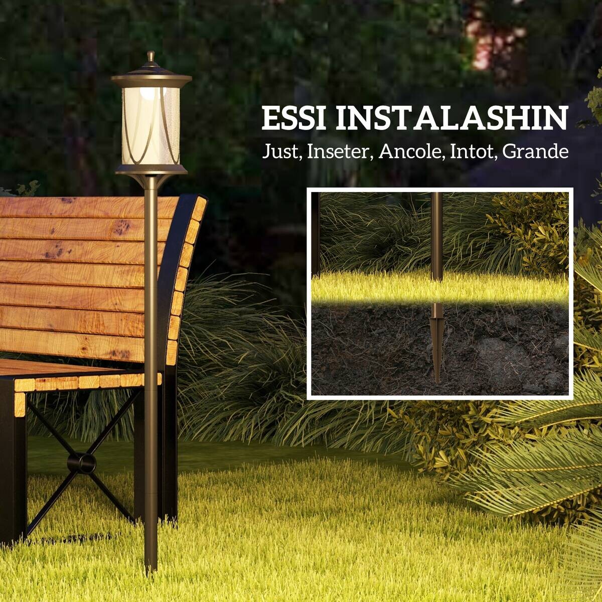 Solar Gartenlaterne schwarz Kunststoff B/H/L: ca. 17x127x17 cm