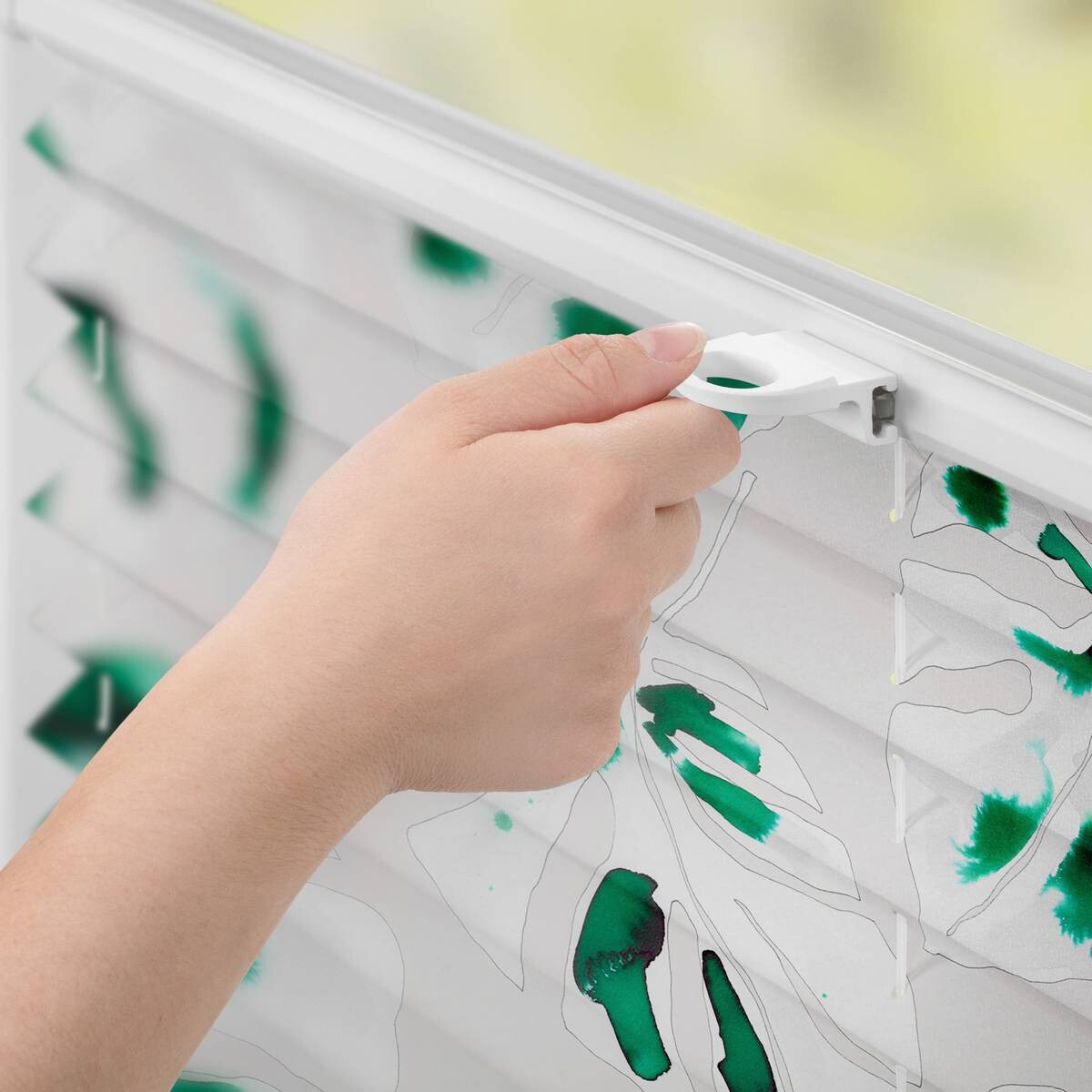 LICHTBLICK Spannplissee Monstera grün B/L: ca. 45x130 cm