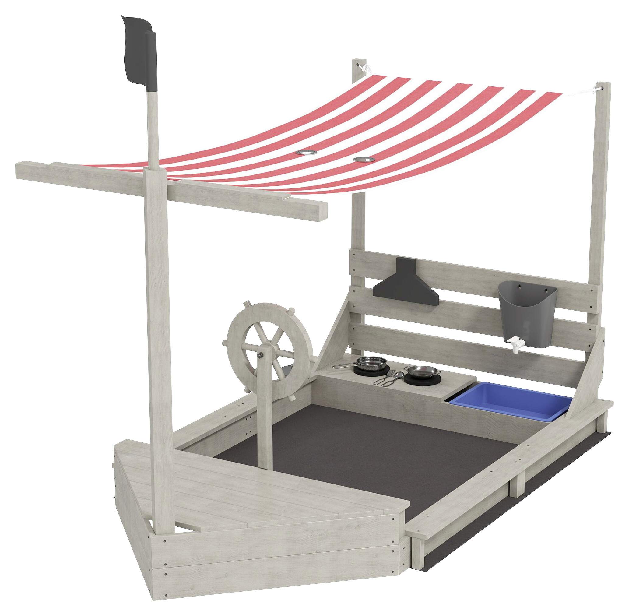 Outsunny Sandkasten grau B/H/L: ca. 103x144,5x180 cm