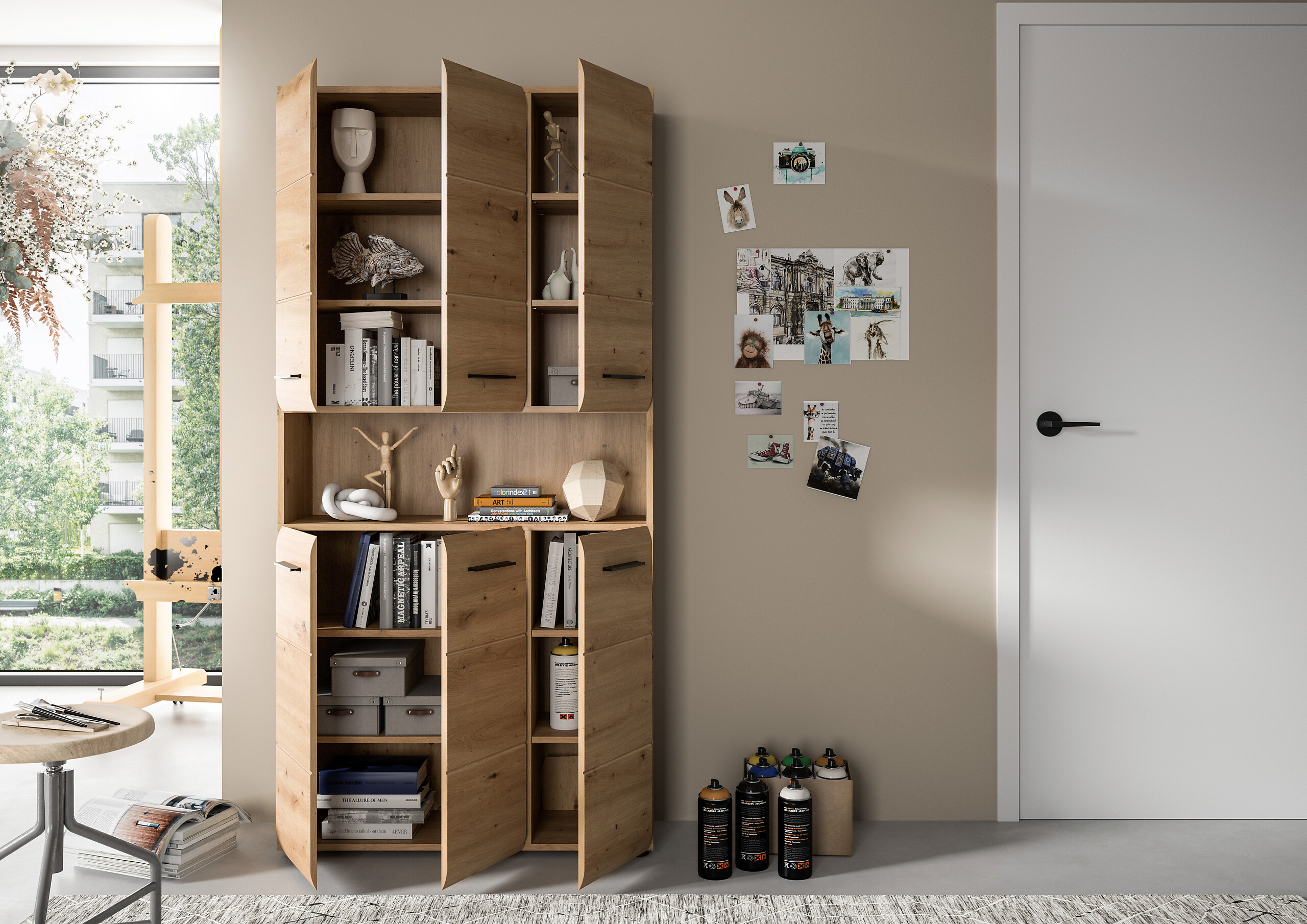 Mehrzweckschrank Ice Artisan Oak Nachbildung B/H/T: ca. 90x185x30 cm