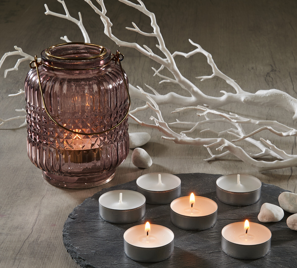 POCOline Teelichte weiß B/H/L: ca. 19x2,7x19 cm