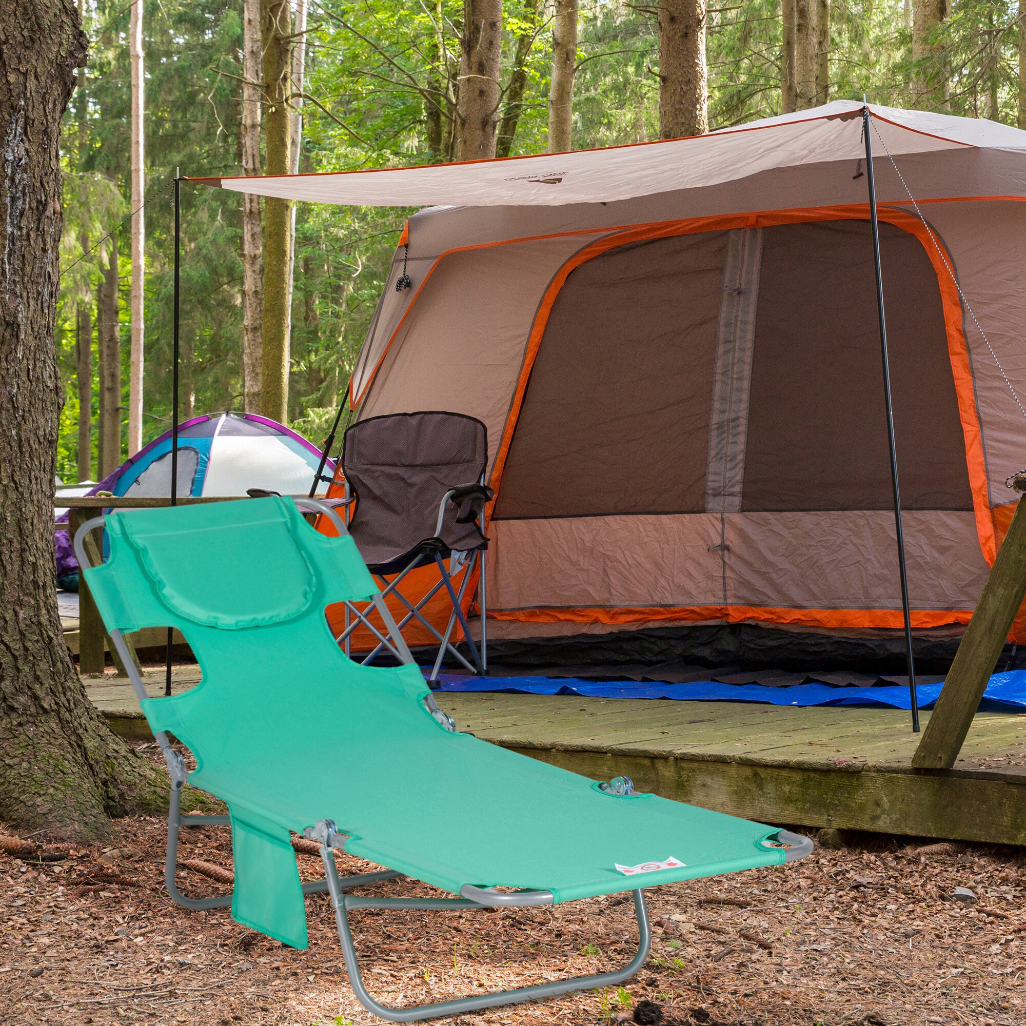 Outsunny Sonnenliege grün Polyester B/H/L: ca. 55x29x185 cm