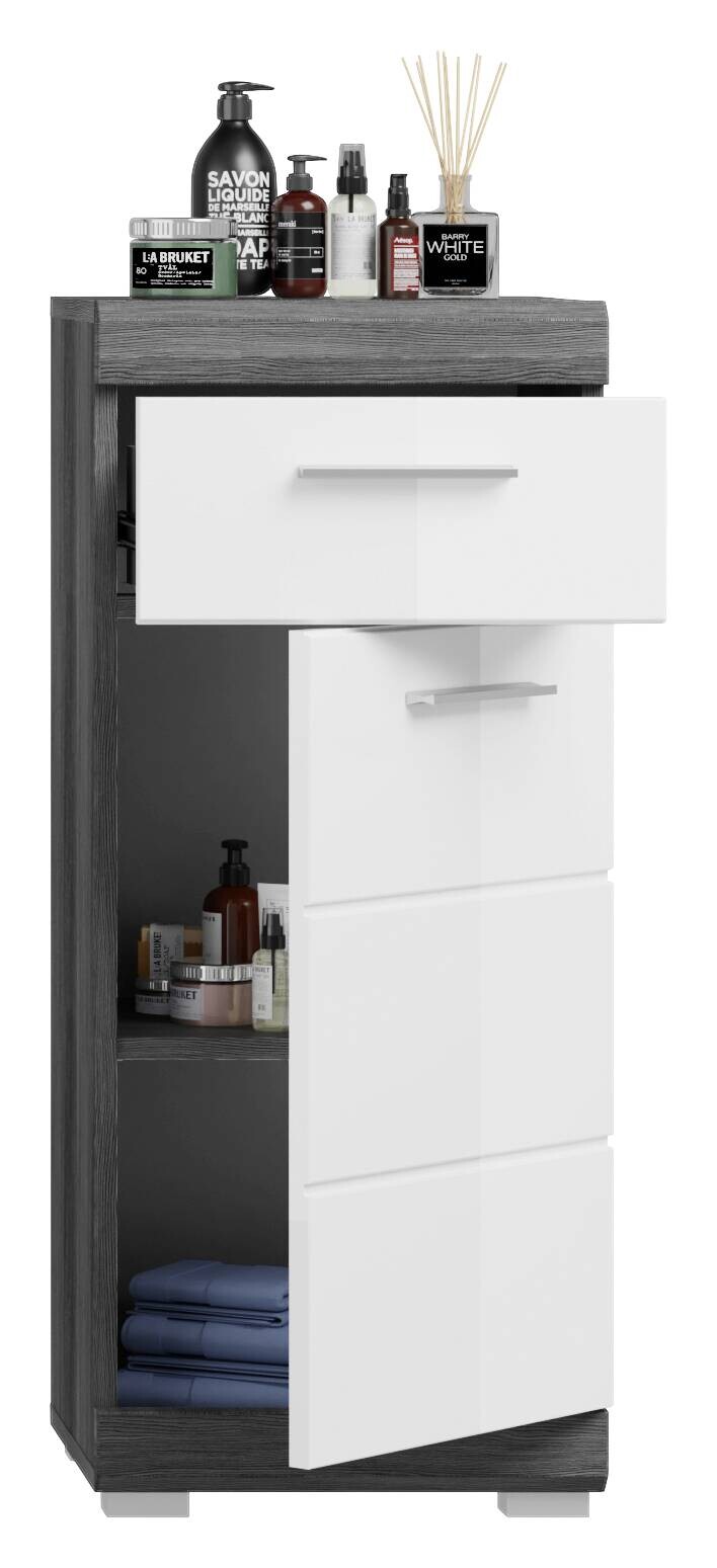 Badezimmer-Set Scout Rauchsilber Nachbildung weiß Hochglanz B/H/T: ca. 164x191x34 cm