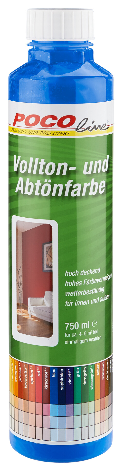 POCOline Vollton- und Abtönfarbe blau ca. 0,75 l