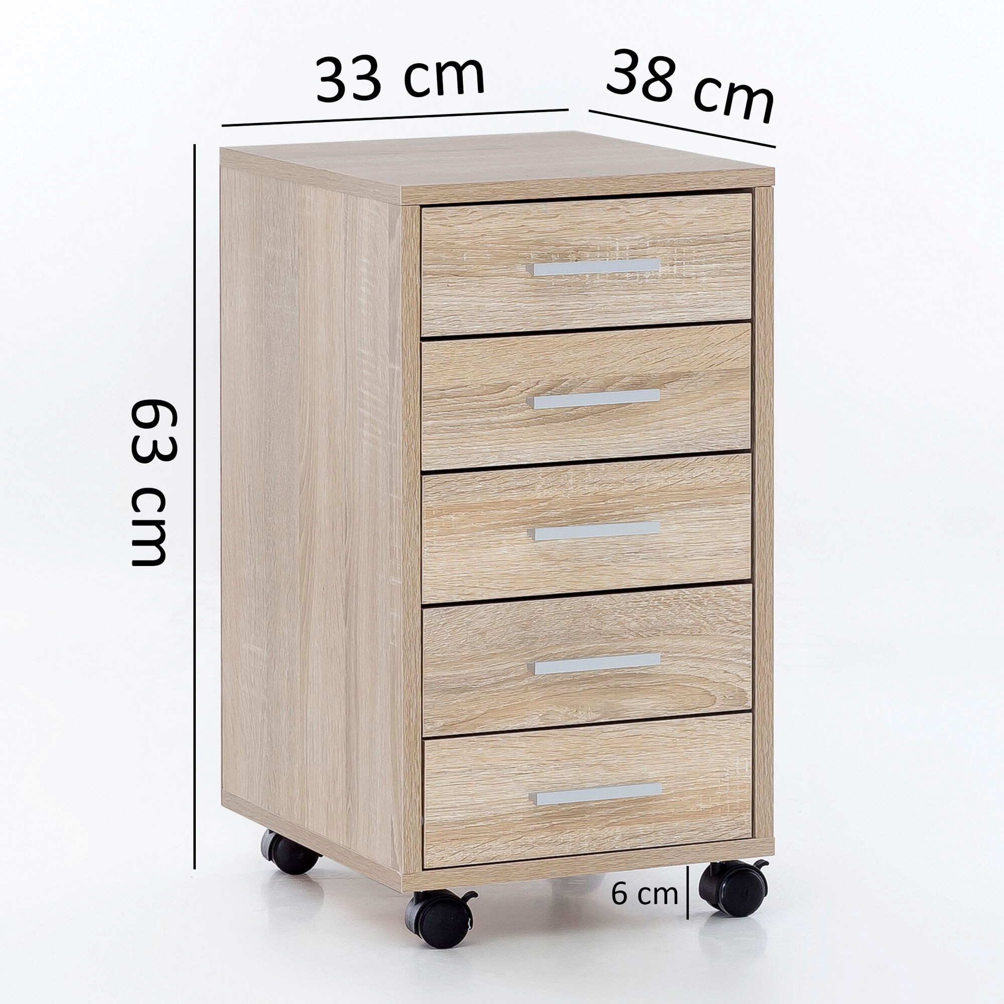 Rollcontainer braun Spanplatte B/H/T: ca. 33x63x63 cm