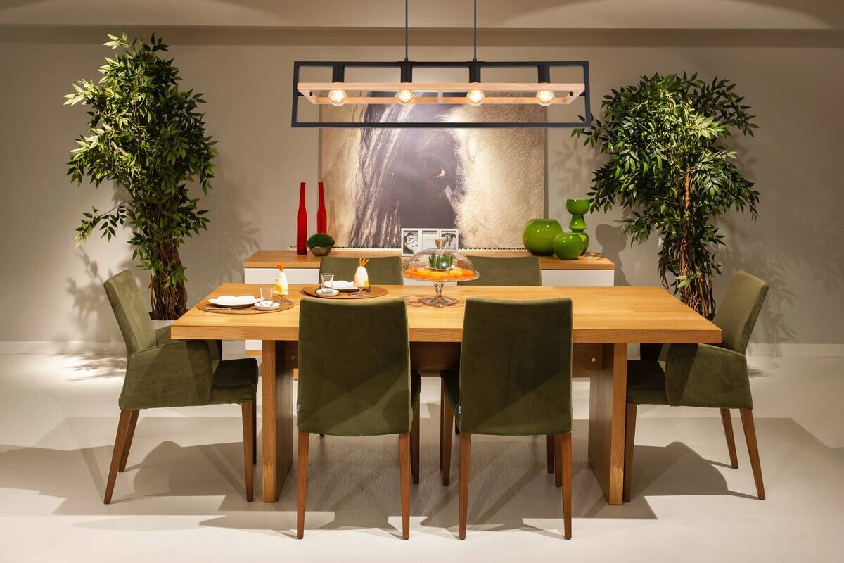 GLOBO Pendelleuchte dunkelbraun Holz B/H/T: ca. 20x150x98 cm E27 4 Brennstellen