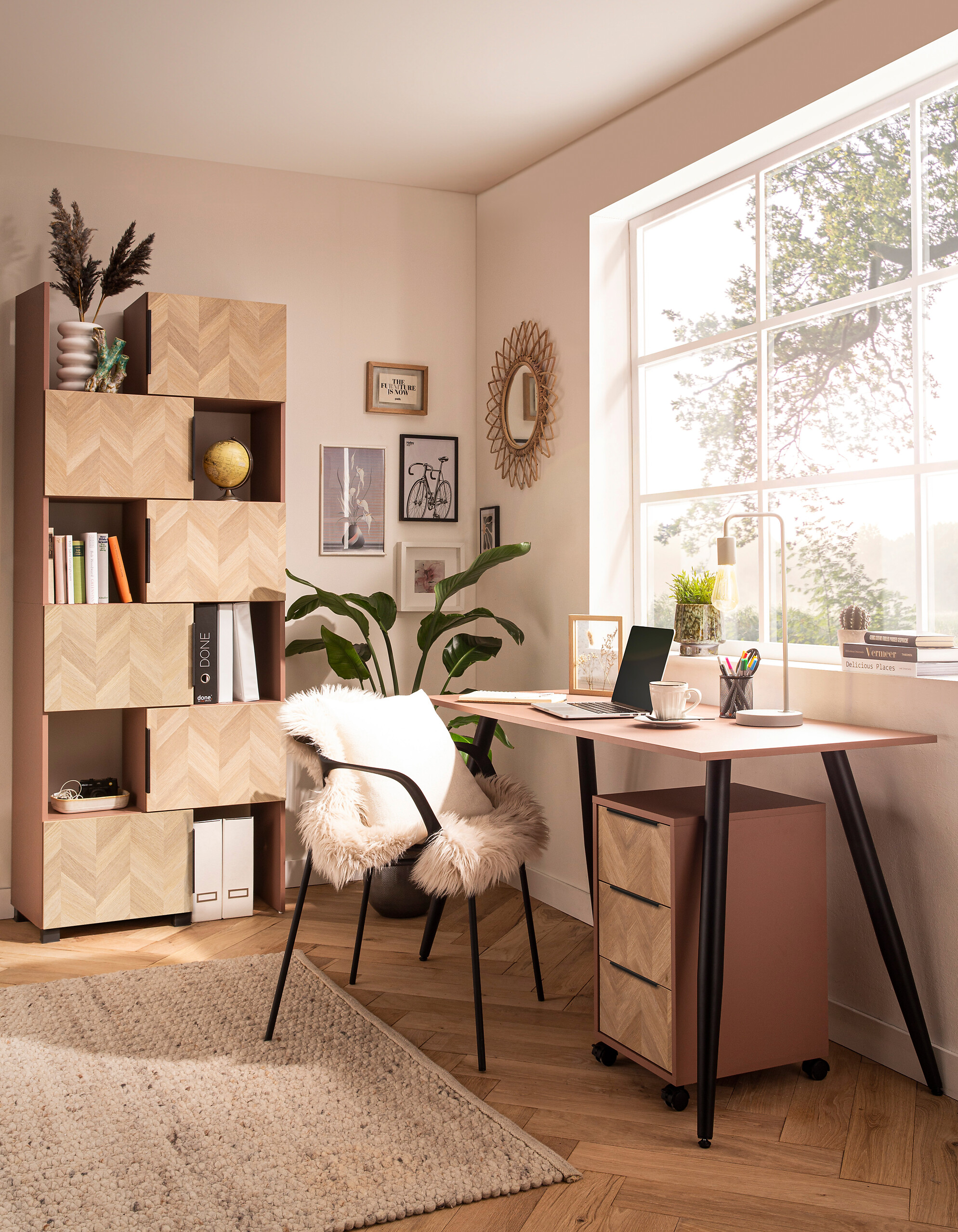 Schreibtisch Piazza mauve schwarz B/H/T: ca. 138x73,6x60 cm Schreibtisch Piazza mauve schwarz B/H/T: ca. 138x73,6x60 cm