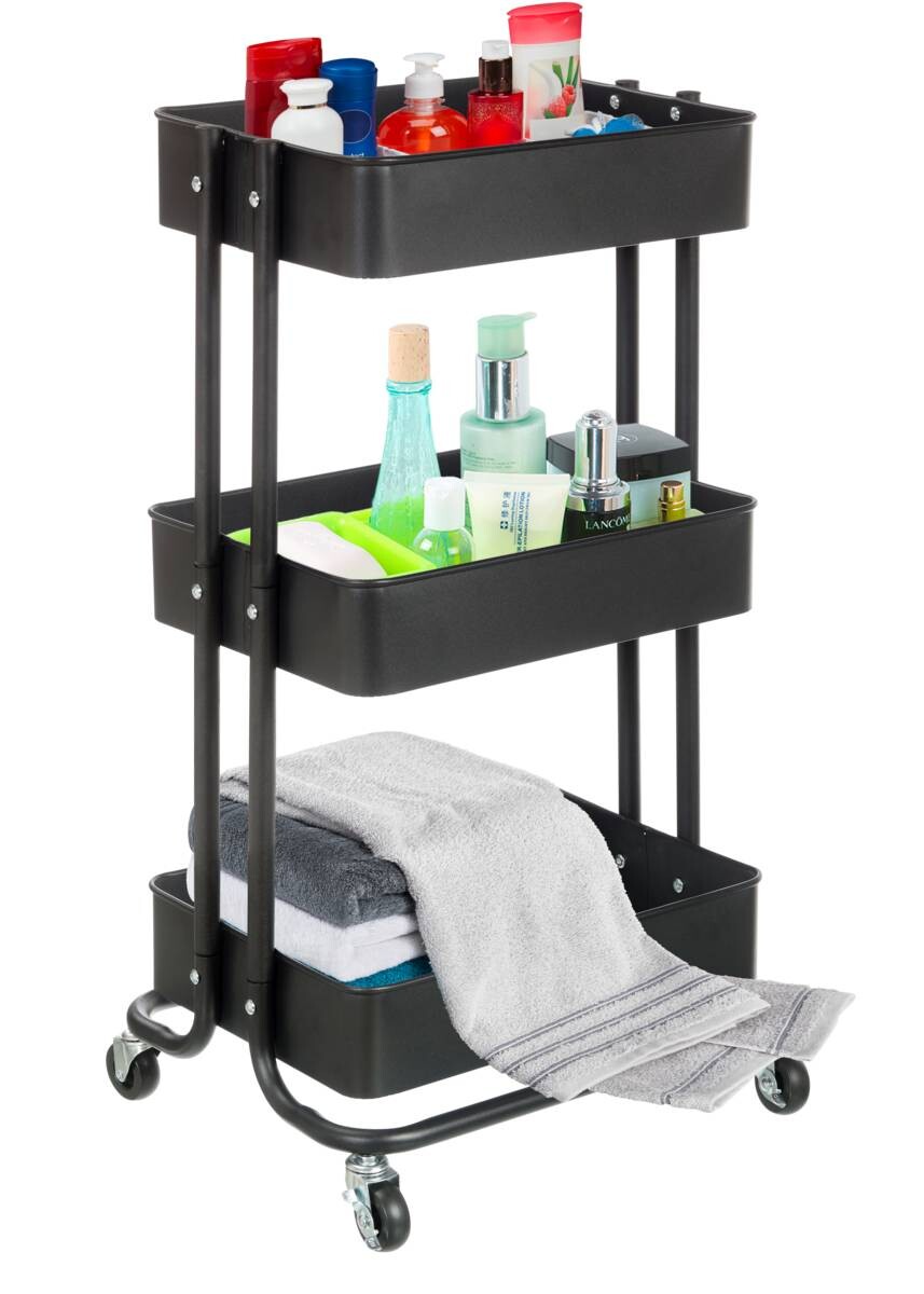 Rollwagen schwarz Metall B/H/T: ca. 44x76x33 cm Rollwagen schwarz Metall B/H/T: ca. 44x76x33 cm