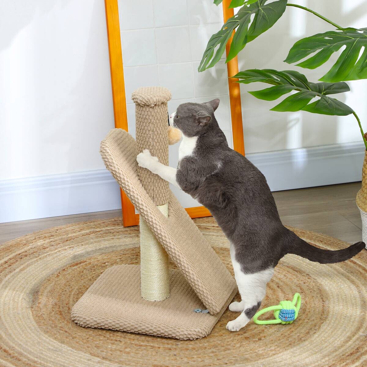 PawHut Kratzstamm braun Polyester B/H/L: ca. 33x54x33 cm