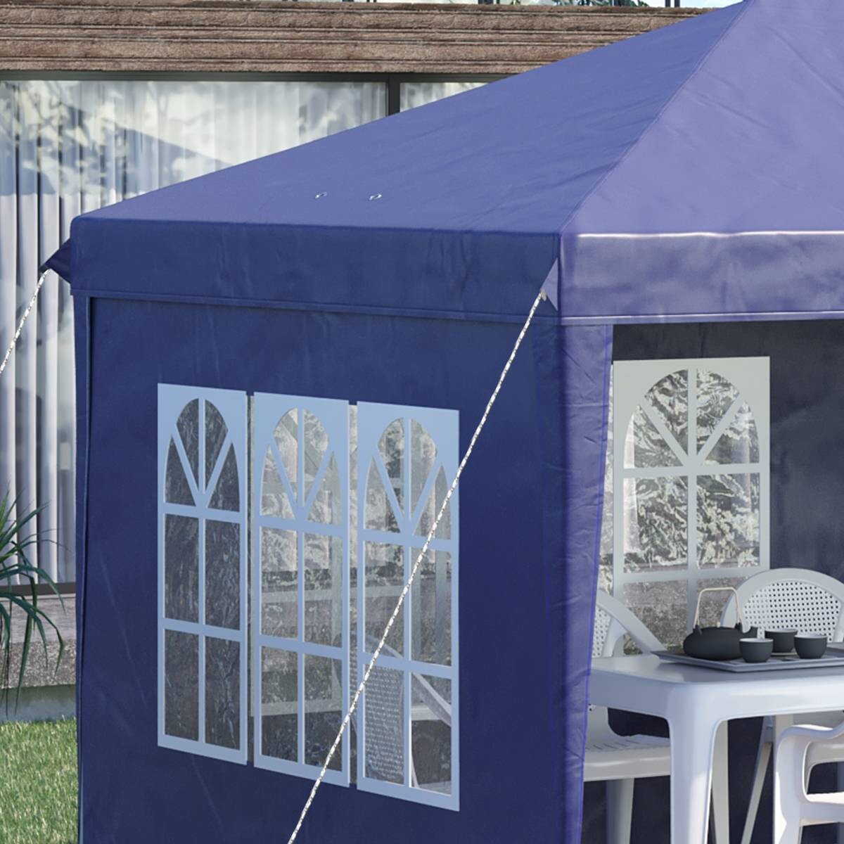 Outsunny Faltpavillon blau Polyester B/H/L: ca. 295x270x585 cm