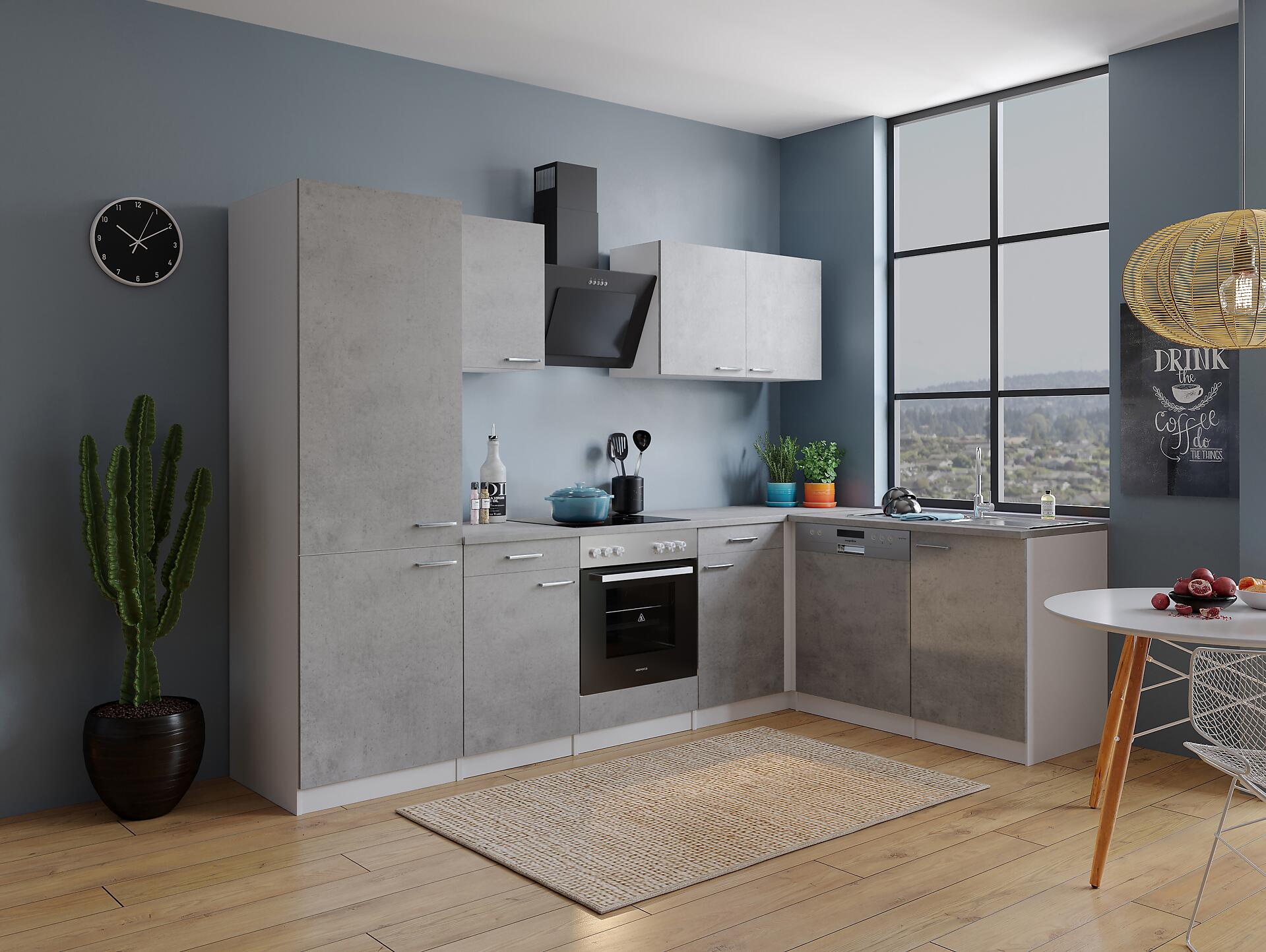 Respekta Winkelküche Malia Beton Optik B/H/T: ca. 280x200x172 cm