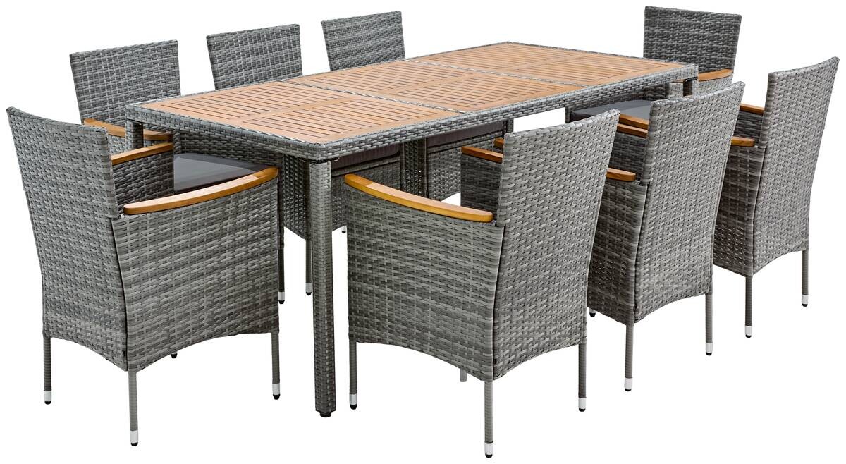 POCOline Tischgruppe Korfu grau Polyrattan