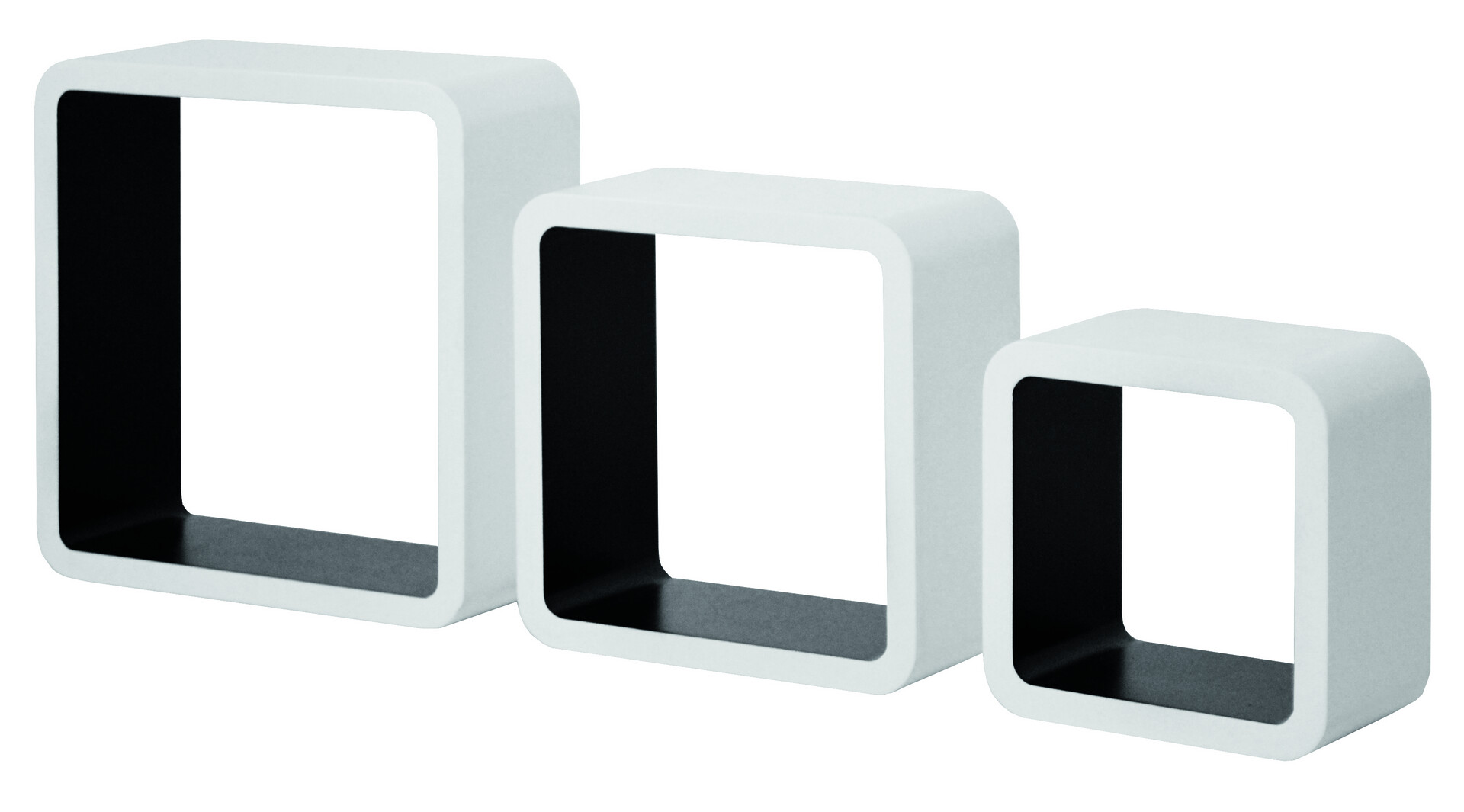 Wandregal Cubo weiß lackiert schwarz lackiert