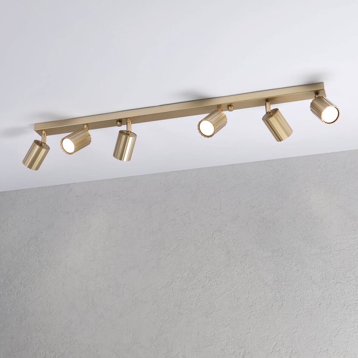 Lamkur Strahler Prisma gold Stahl B/H/L: ca. 6,5x16,5x117 cm 6 Brennstellen