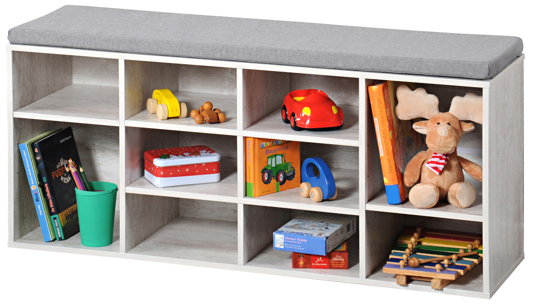 Kesper Schuhschrank mit Sitzkissen weiß Spanplatte B/H/L: ca. 29,5x48x103,5 cm