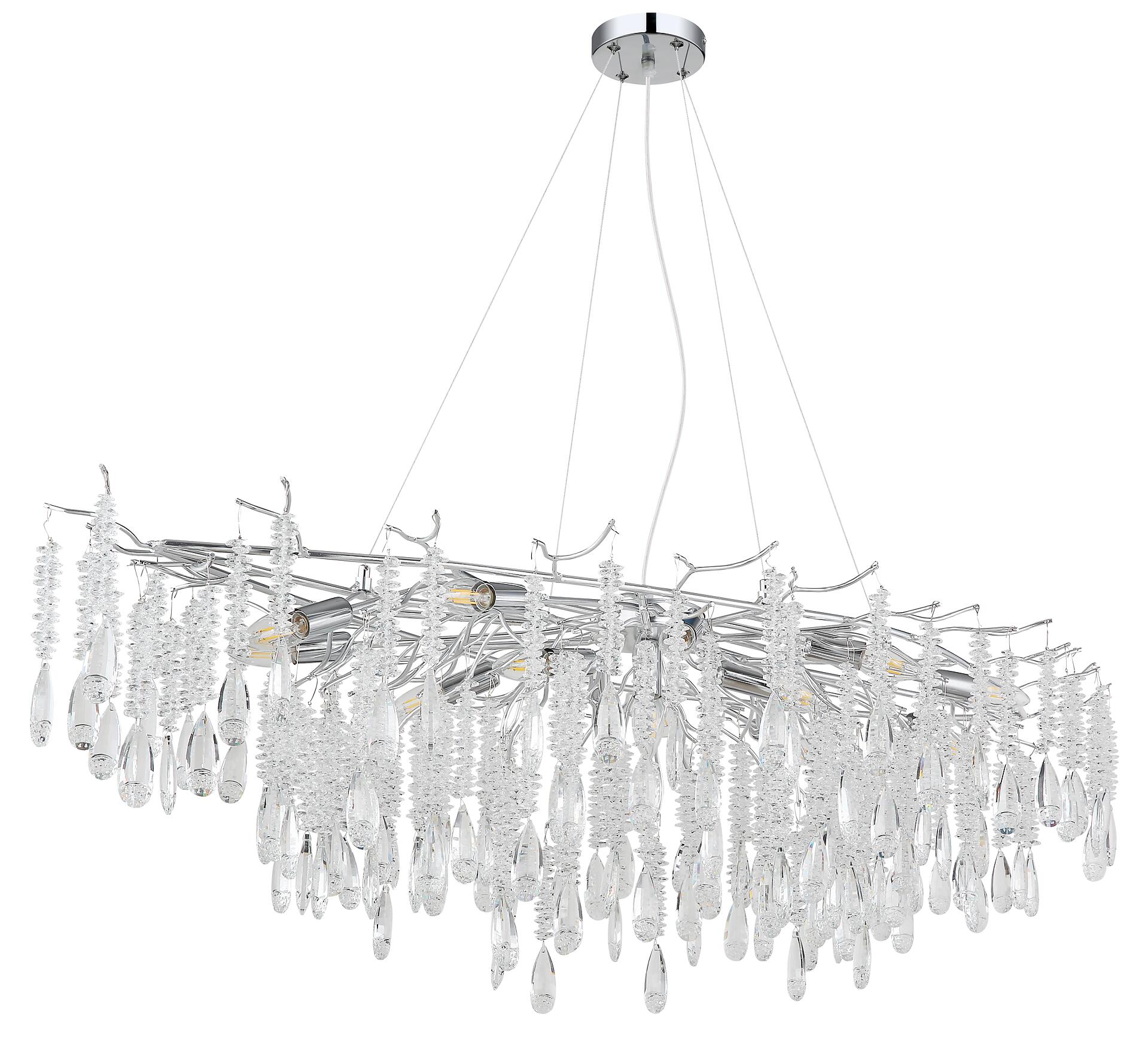 GLOBO Luster gold amber klar Metall Glas B/H/L: ca. 60x120x150 cm E14 14 Brennstellen