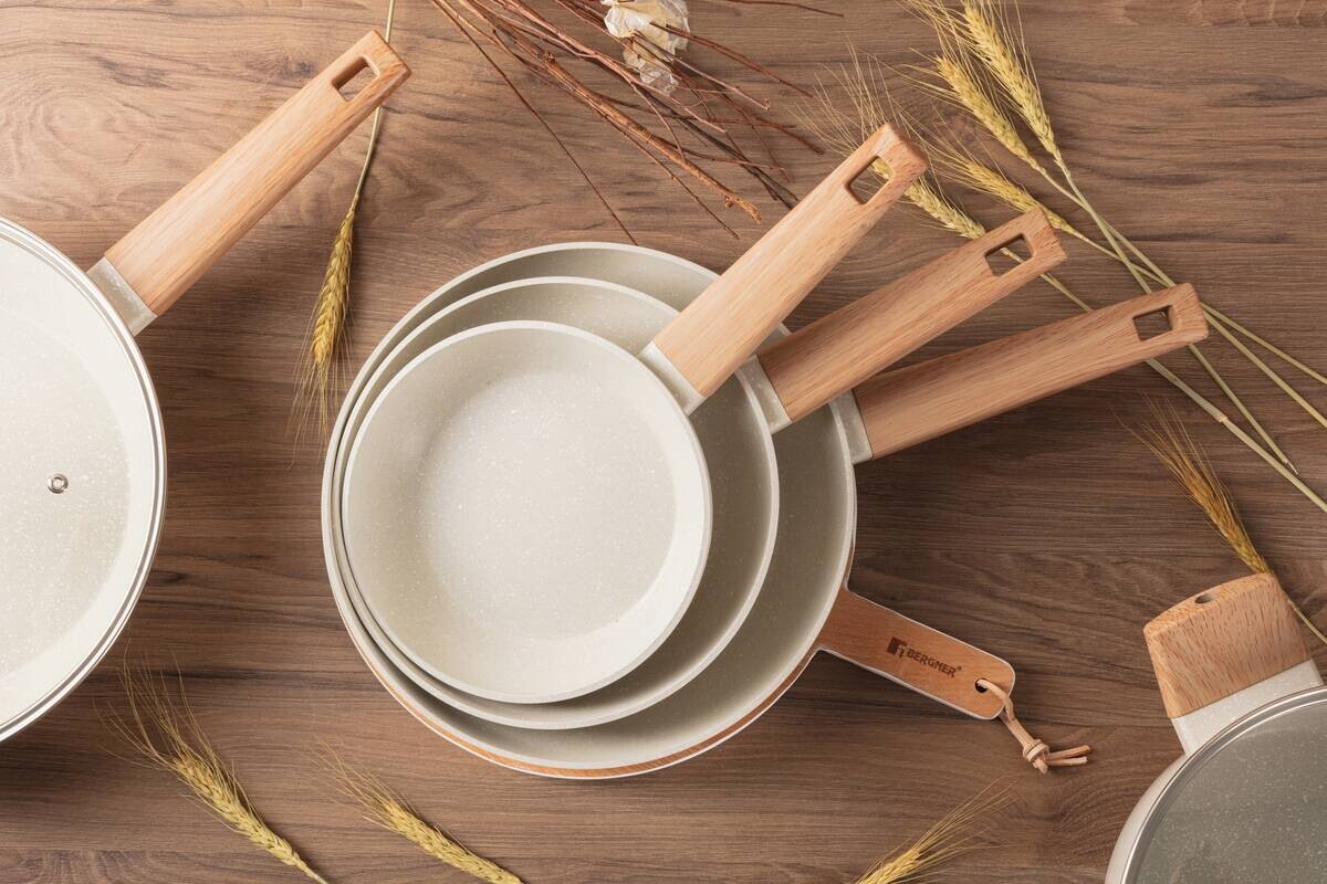 BERGNER Bratpfannen-Set NATURALLY weiß Alu 3 tlg.