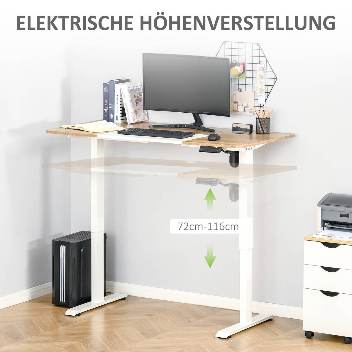 Schreibtisch 920-071V90WT natur Holz Nachbildung weiß B/H/T: ca. 140x116x70 cm