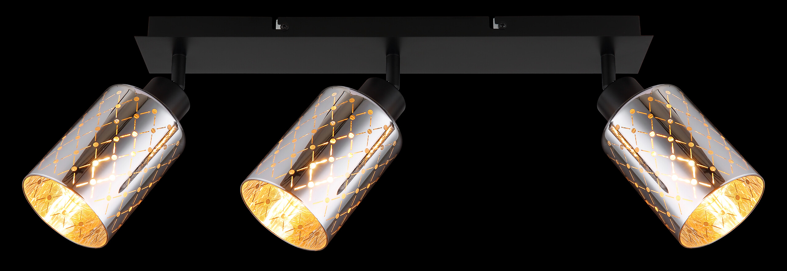 GLOBO Strahler Chrom mattschwarz klar Metall Glas B/H/L: ca. 9x22x66 cm E27 3 Brennstellen