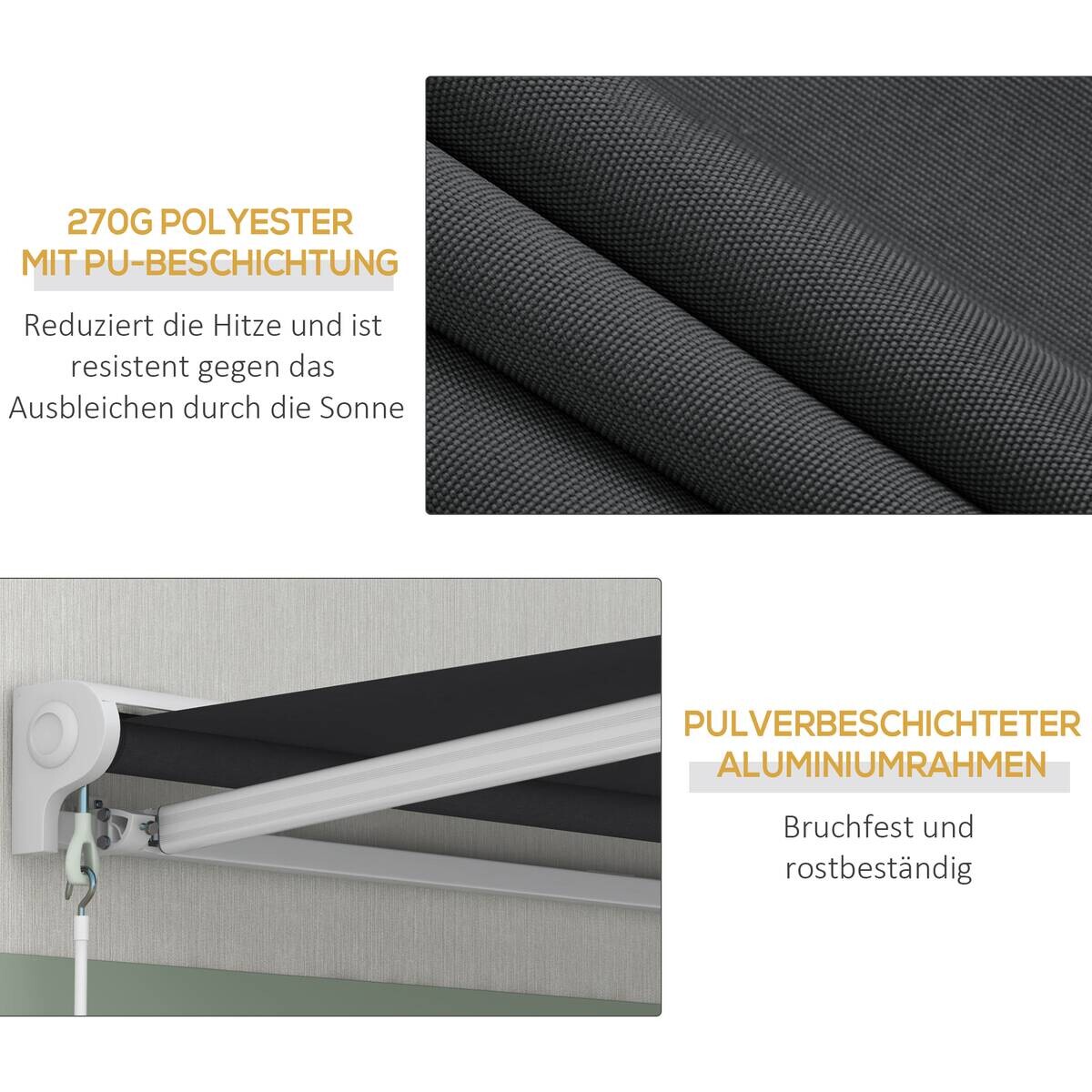 Outsunny Markise grau B/H/L: ca. 250x200x150 cm