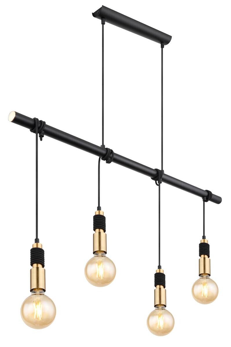 GLOBO Pendelleuchte schwarz messing Metall B/H/T: ca. 6x120x100 cm E27 4 Brennstellen