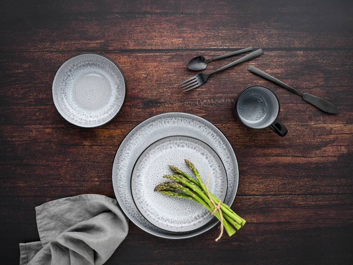 CreaTable Kombiservice Nordic Fjord grau Steinzeug 10 tlg.