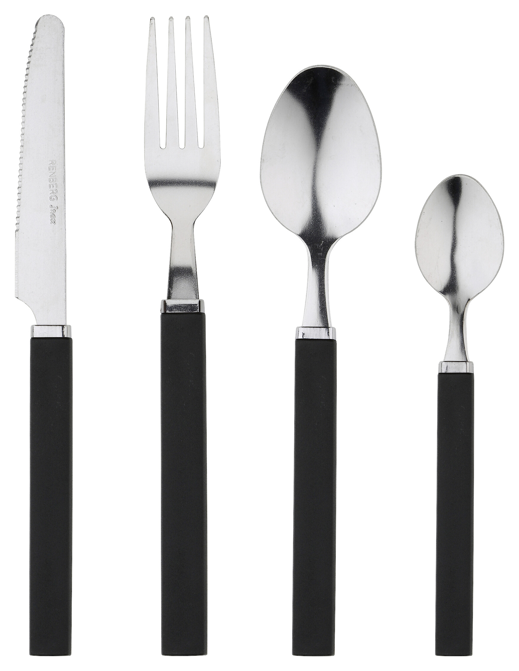 RENBERG Besteckset FUNNY BLACK schwarz Edelstahl 24 tlg.