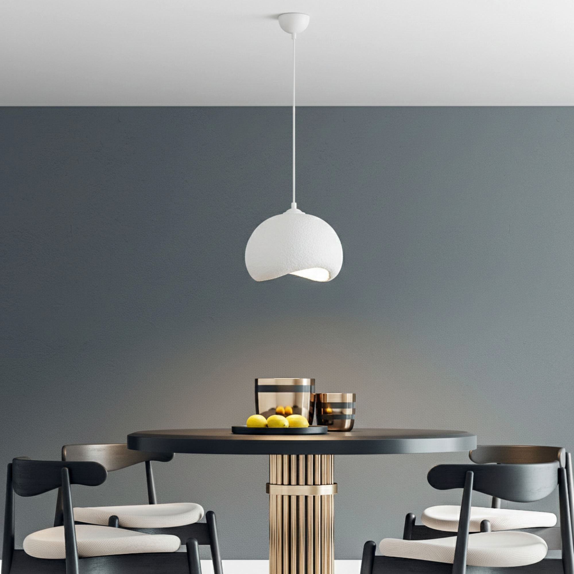 Opviq Pendelleuchte Yontu-15850 weiß Metall Polyester-Mischgewebe B/H/L: ca. 29x120x34 cm E27 1 Brennstellen