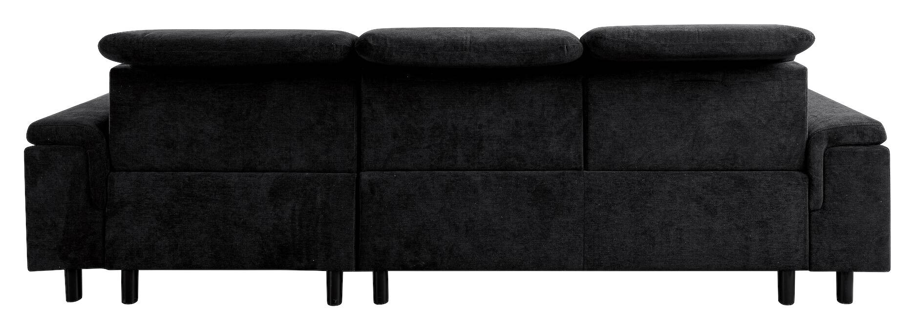 Ecksofa mit Bettfunktion und Bettkasten schwarz Microfaser B/H/T: ca. 270x104x170 cm