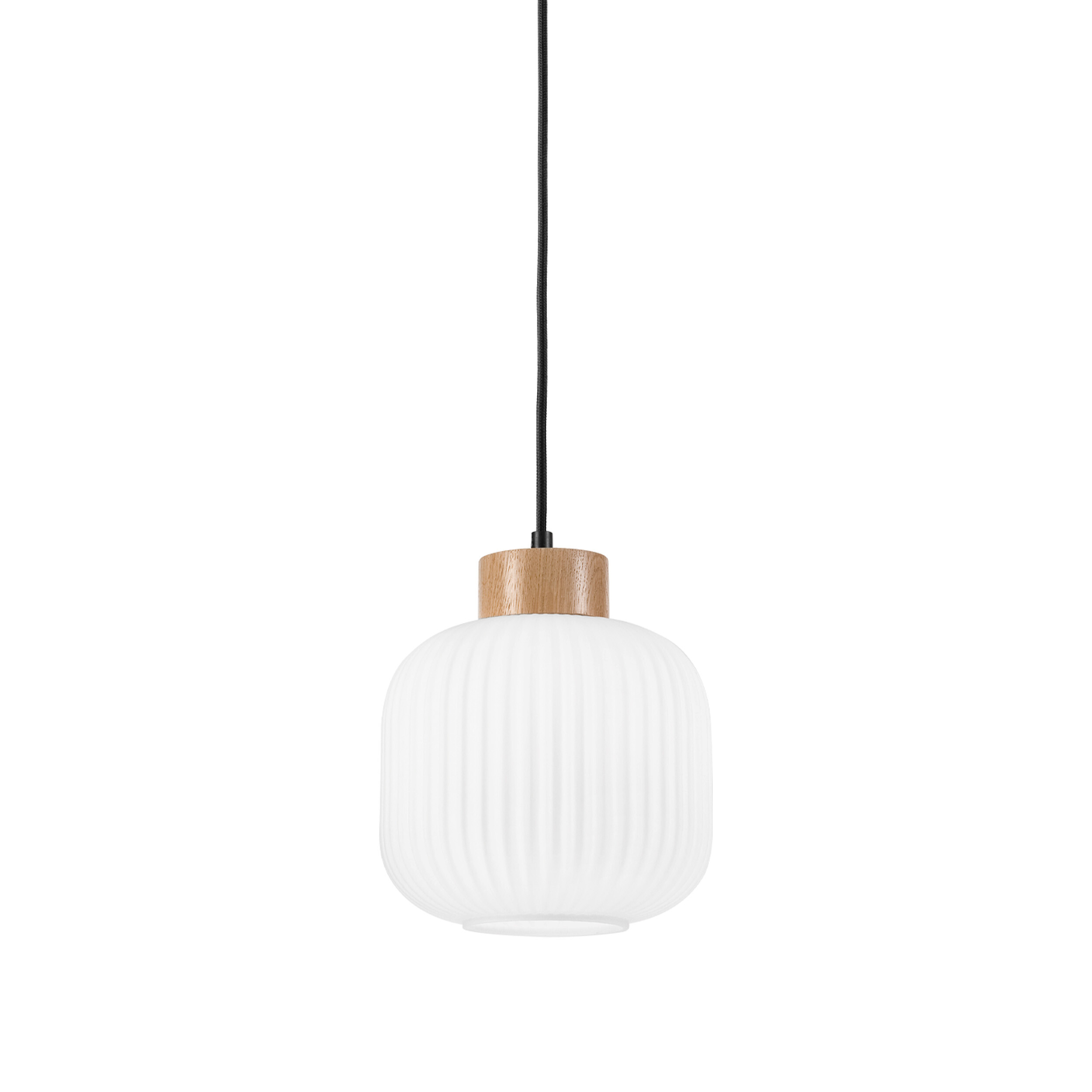 Lamkur Hängeleuchte Harmony weiß Eiche Glas Holz B/H/L: ca. 20x105x20 cm 1.0 Brennstellen