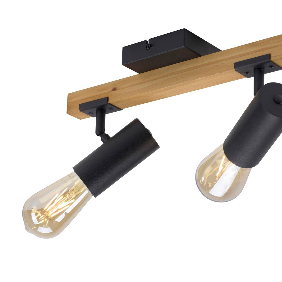 Just Light Deckenleuchte PILON 15162-18 natur schwarz Metall Holz B/H/T: ca. 35x18x10 cm E27 2 Brennstellen