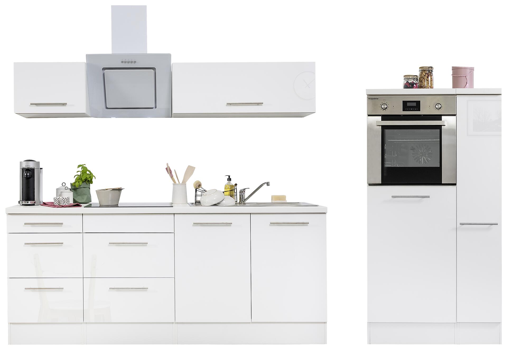 Respekta Küchenblock Amanda weiß Hochglanz B/H/T: ca. 300x200x60 cm