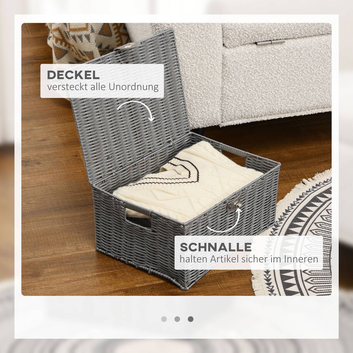 HOMCOM Aufbewahrungskorb grau Metall B/H/L: ca. 28,5x35,5x18 cm