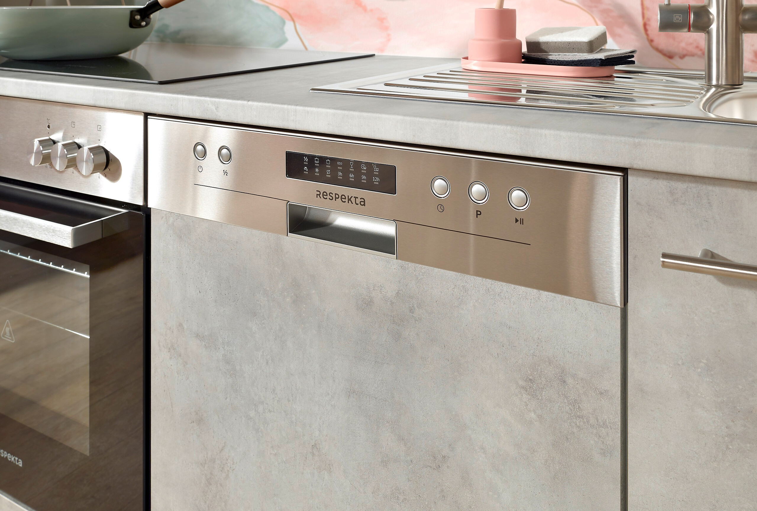 Respekta Küchenblock Malia Beton Optik B/H/T: ca. 310x200x60 cm