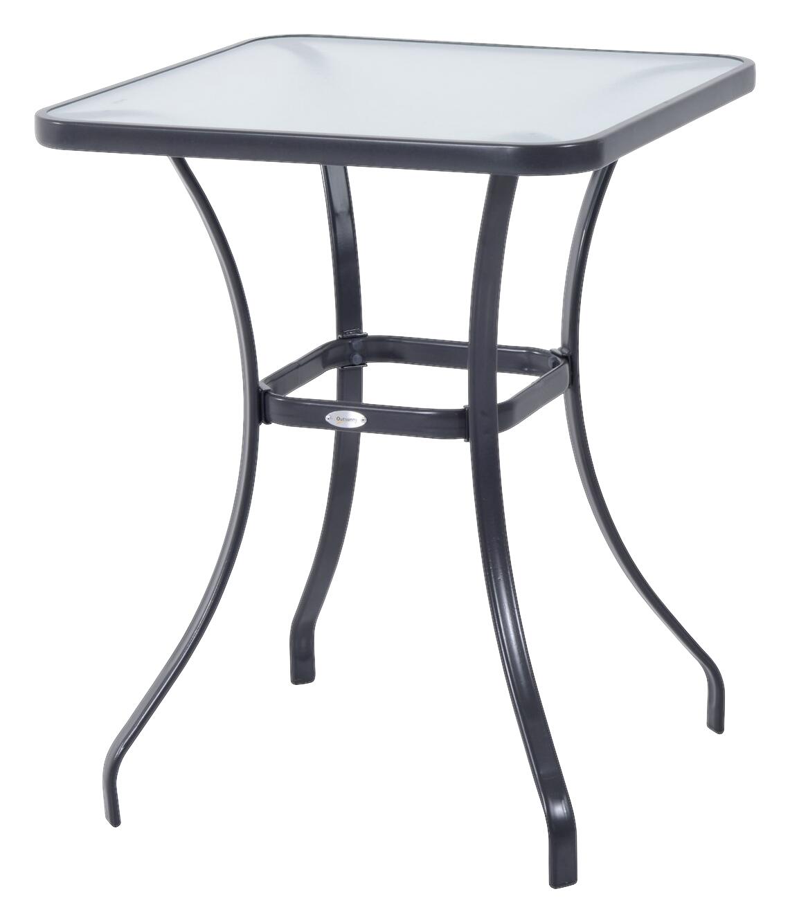 Outsunny Glastisch schwarz Metall B/H/L: ca. 68,5x84x68,5 cm