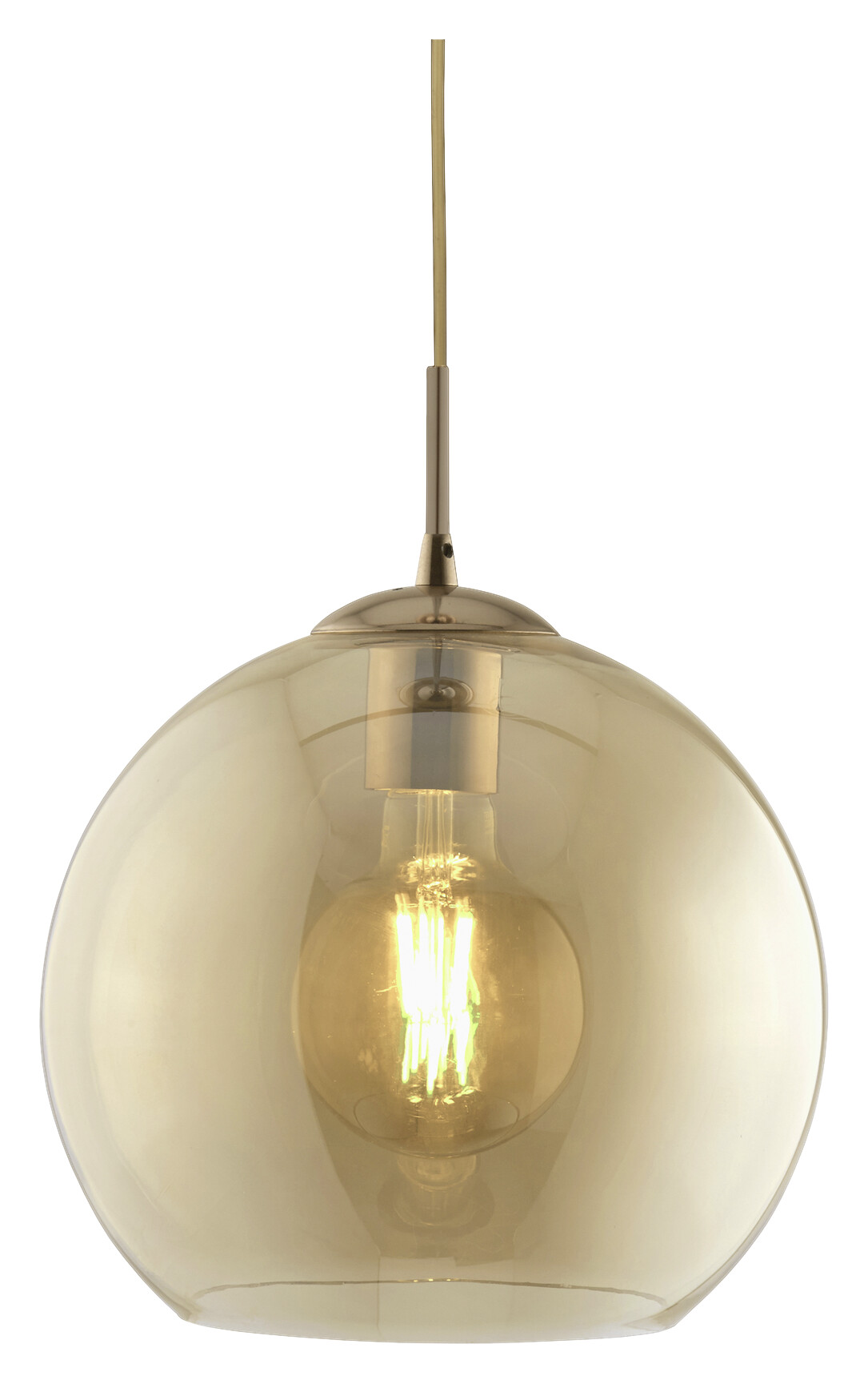 Searchlight Pendelleuchte Balls messing Glas Stahl B/H/D: ca. 30x120x30 cm E27 1 Brennstellen