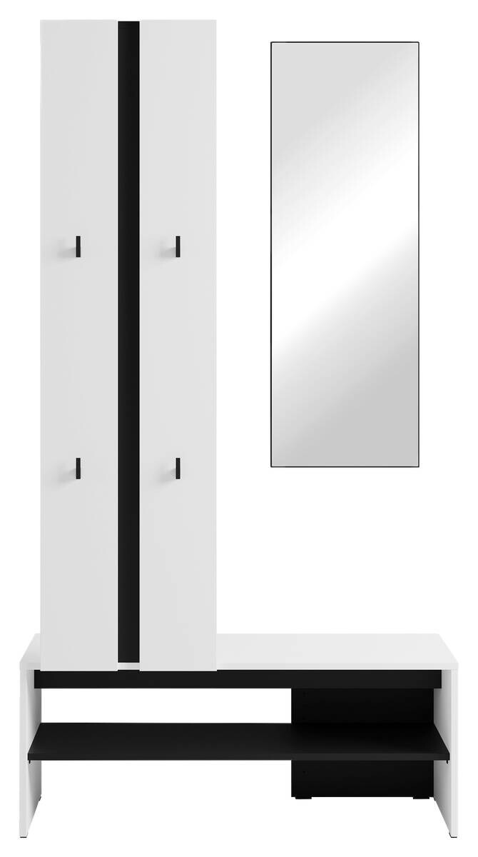 Garderobenset NANTE weiß schwarz B/H/T: ca. 100x186x40 cm
