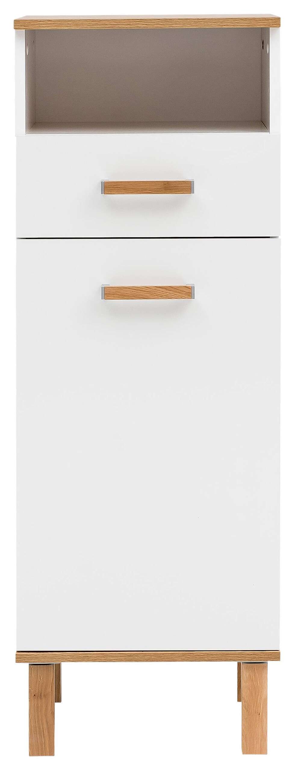 Midischrank Padua weiß glanz Eiche Landhaus Nachbildung B/H/T: ca. 40,4x114,5x35 cm